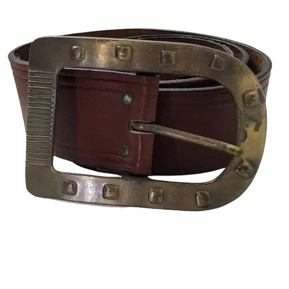 Accessories | Leather Belt Brown With Heavy Brass Colored  display picture 3